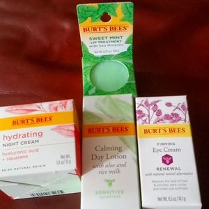 Burt's Bees assorted products. Night cream,day lotion,  eye cream, and lip balm